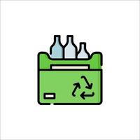 A green box with bottles inside and a green arrow pointing to the right vector