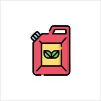 A red and green can of oil with a leaf on it vector