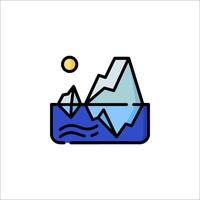 Iceberg icon with sun and waves vector