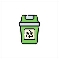 A green trash can with a recycling symbol on it vector
