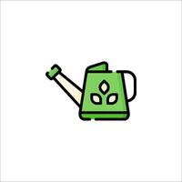 A watering can icon with leaves on it vector