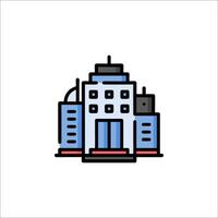 A building icon with a blue and red color scheme vector