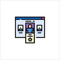 A person is standing in front of a computer screen vector