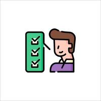 A man is looking at a checklist icon vector