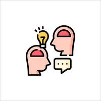 Two people with a light bulb above their heads vector