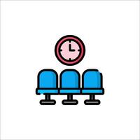 A line icon of a chair with a clock on it vector