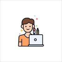 A man with a laptop and pencils on his desk vector
