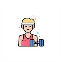 A woman with a dumbbell icon vector