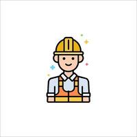 A construction worker icon with a hat and a star vector