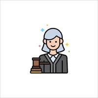 A judge holding a gavel icon vector