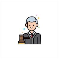 A judge holding a gavel icon vector