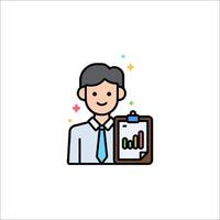 Businessman holding a clipboard with a chart on it vector