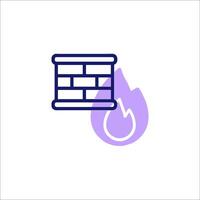 Firewall icon with a fire and a brick vector