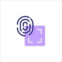 A purple square with a fingerprint icon vector