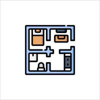 A room with a bed and a desk in it vector