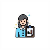 A woman holding a clipboard with a chart on it vector