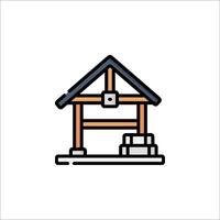 A house with a roof and stairs on a white background vector