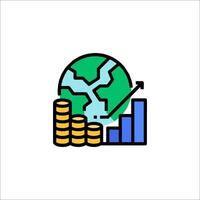 A globe with a bar graph and coins vector