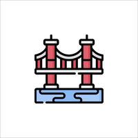 A bridge icon with a red and blue color scheme vector