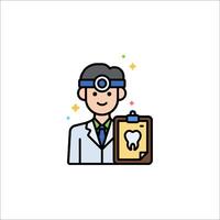 A doctor holding a clipboard with a tooth in his hand vector