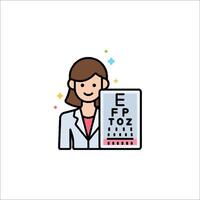 An eye chart icon with a woman holding up a chart vector