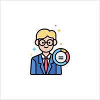 A man in a suit holding a clock icon vector