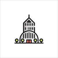 A building with a clock on top and a clock on the side vector