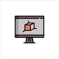 A computer monitor with a cube on it vector