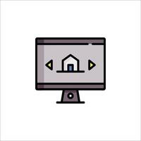 A computer monitor with a house on it vector