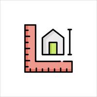 A house and a ruler icon on a white background vector