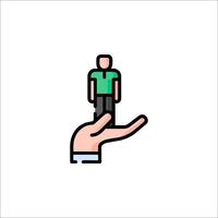 A person standing on top of a hand icon vector