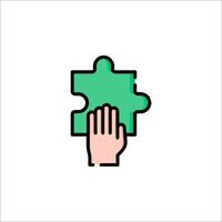 A hand holding a piece of puzzle on a white background vector