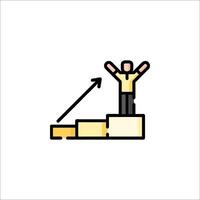 A man is standing on a ladder with his arms up vector