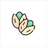 A drawing of a nut with two leaves vector