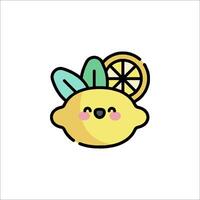 A cute lemon with a leaf on it vector