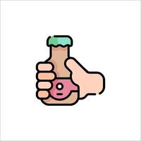 A hand holding a bottle of juice vector