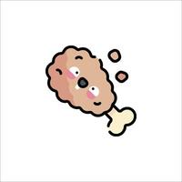 A cartoon chicken with a bone in its mouth vector