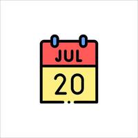 July 20th calendar icon illustration vector
