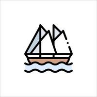 A sailing ship icon in a line style vector