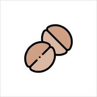 Two nuts are shown in a line drawing vector