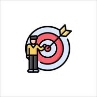 A man is holding an arrow in the center of a target vector