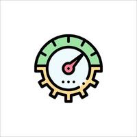 A green and yellow clock icon on a white background vector