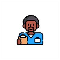 A black man holding a clipboard icon vector