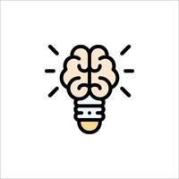 A light bulb with a brain inside it vector