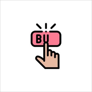 A hand pressing a button with the word buy vector