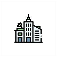 A building icon with a bird on top vector
