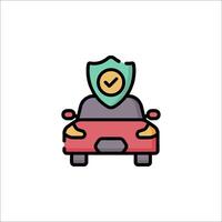 Car with shield icon on white background vector