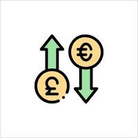 Two arrows pointing up and down with a euro sign vector