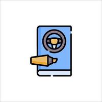A book with a pencil and a car key icon vector