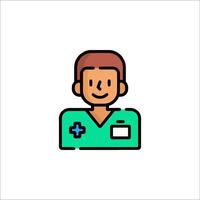 A doctor icon with a green shirt and a stethoscope vector